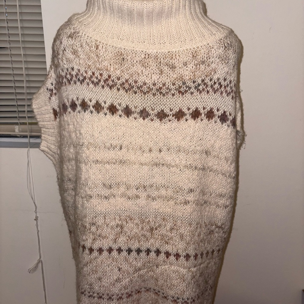 Free People Ivory Cowl Neck Knit Pullover Sweater Size L - Picture 5 of 6